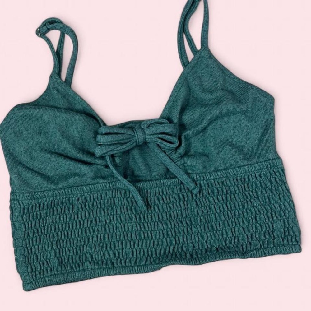 Cider Green‎ Tie Front Crop Top